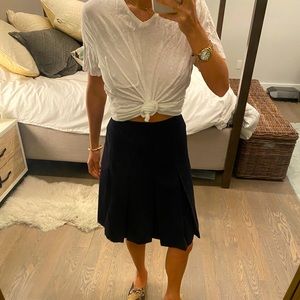 Dark navy Chanel pleated skirt